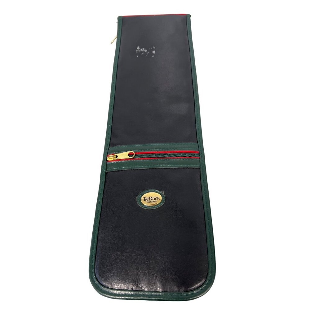 Tie Rack London Tie Travel Leather Organizer Green Zip Case Holder Outdoor Retro